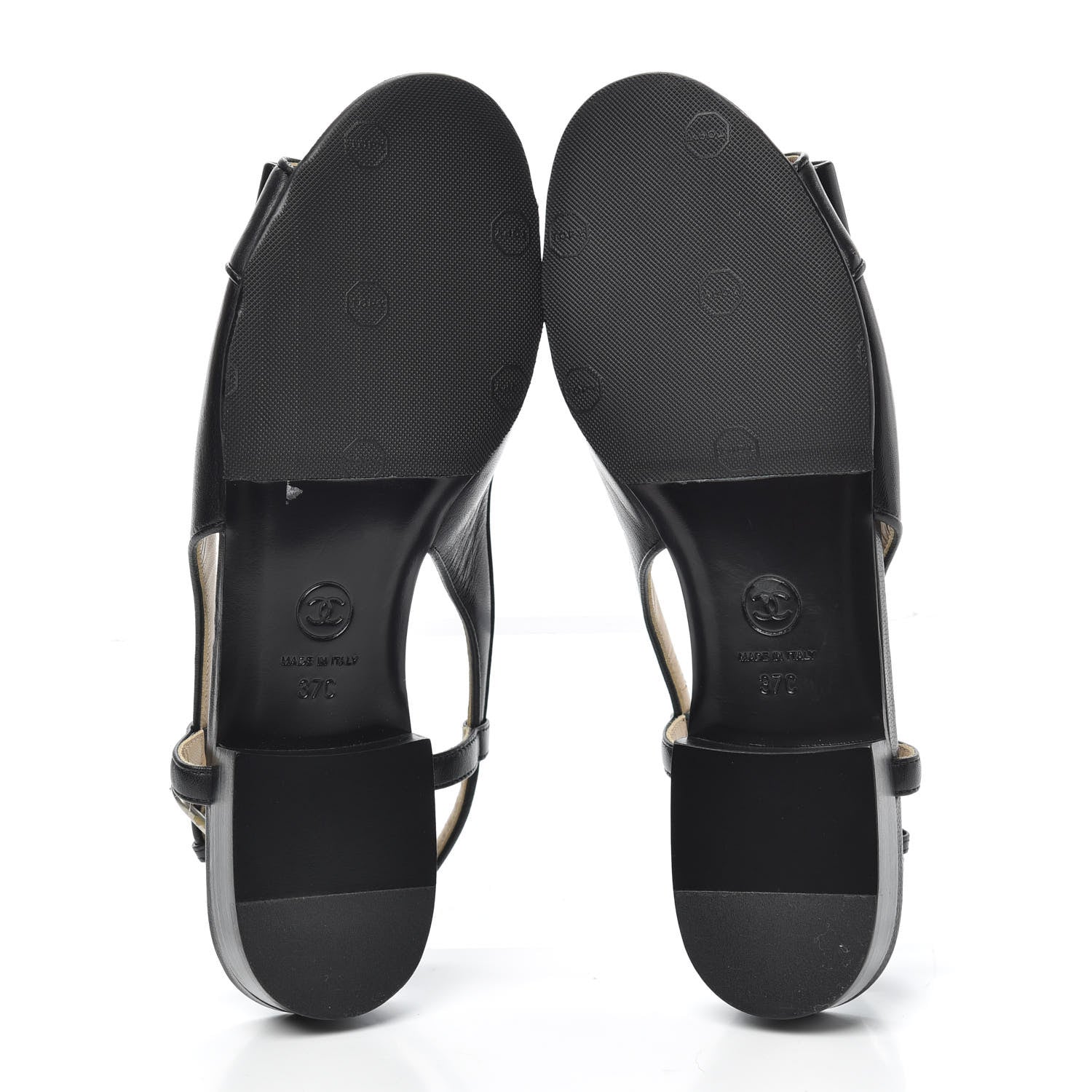 Chanel Lambskin Peep Toe Bow Slingback Flats 37 Black 6 of 6