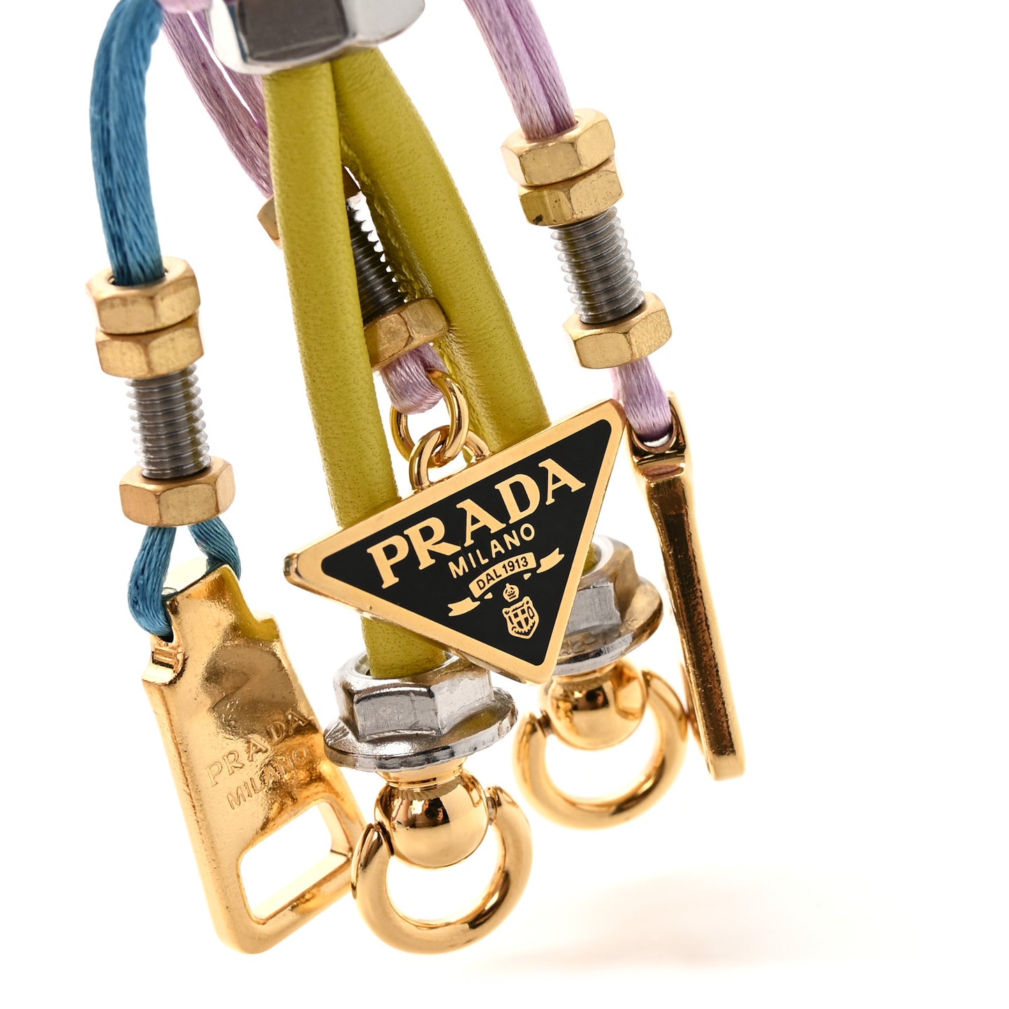 Metal Lambskin Robot Bag Charm Multicolor