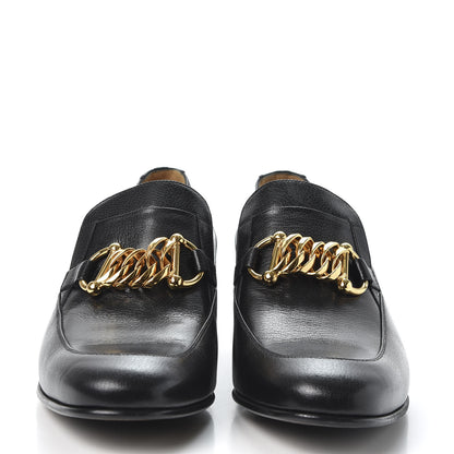 Gucci Goatskin Mens Chain Mid Heel Loafers 10 Black 3 of 12