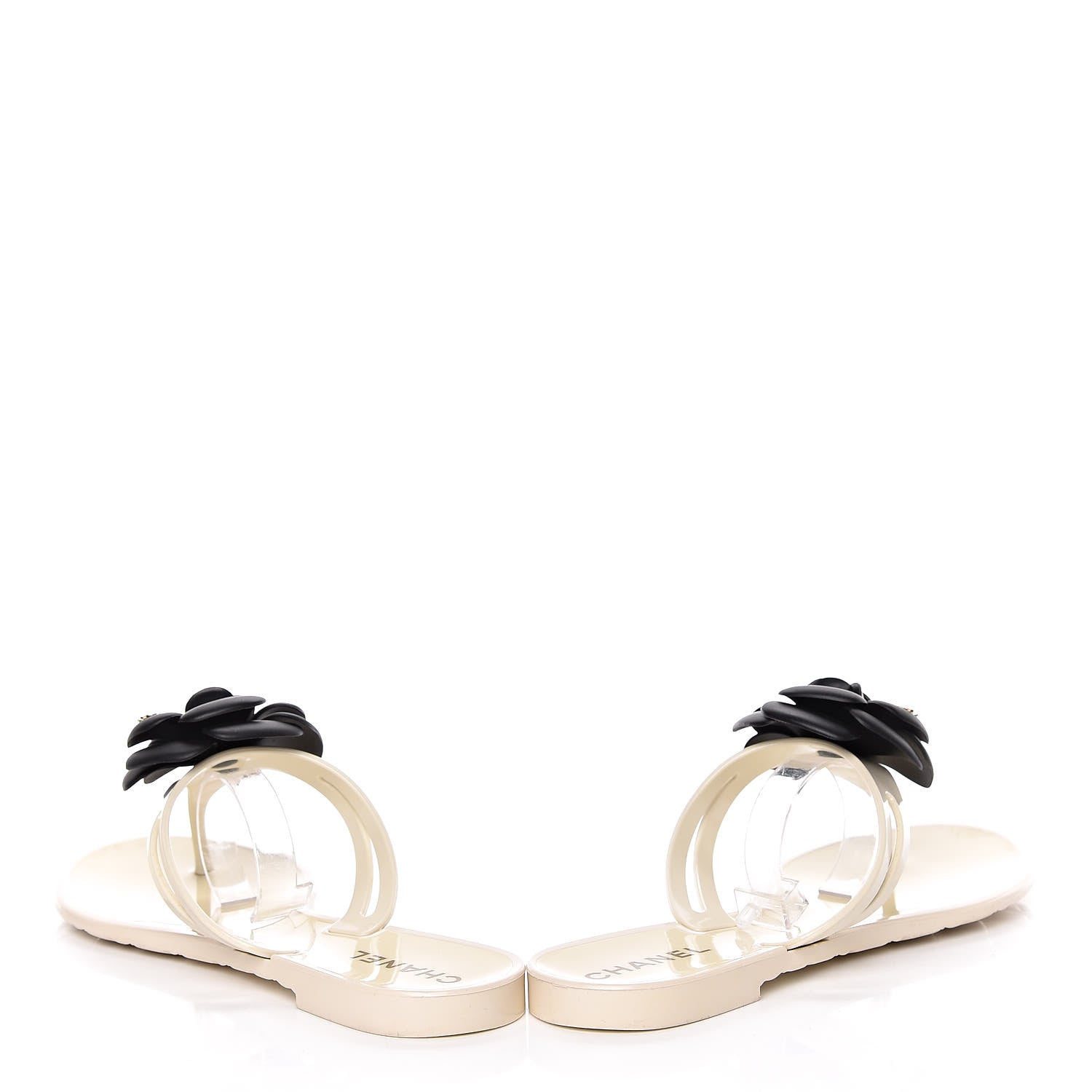 Chanel Jelly Camellia Thong Sandals 39 Ivory Black 14 of 15