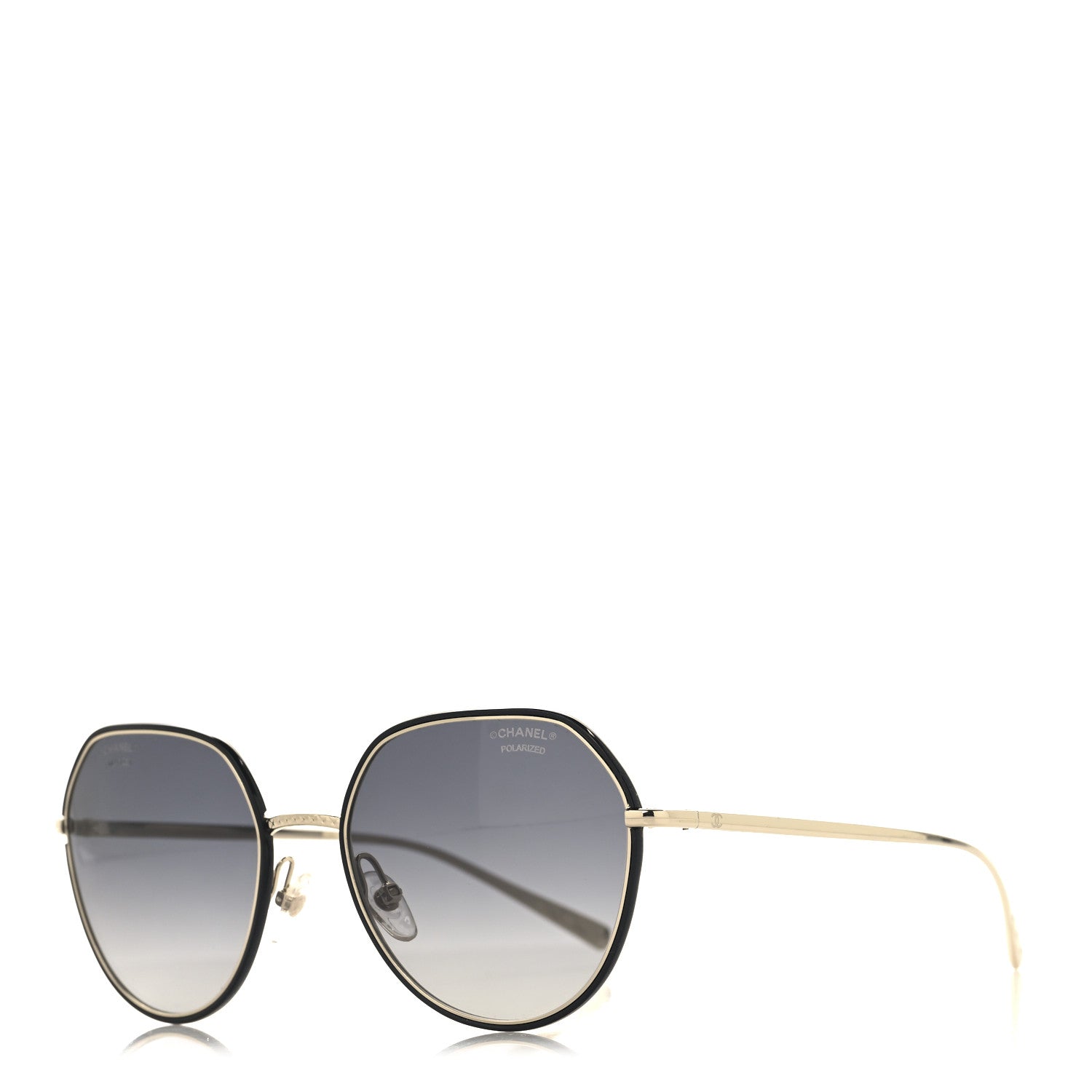 Chanel Metal Polarized Round Sunglasses 4251-J Gold Black 1 of 7