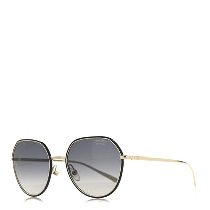 Chanel Metal Polarized Round Sunglasses 4251-J Gold Black 1 of 7