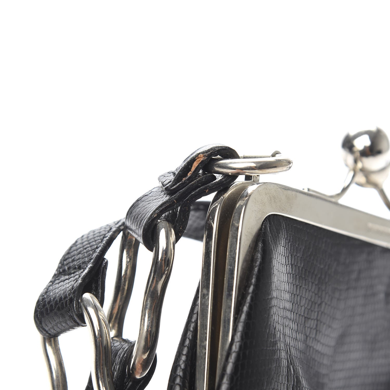 Burberry Calfskin Lizard Embossed Frame Crossbody Bag Black 11 of 12