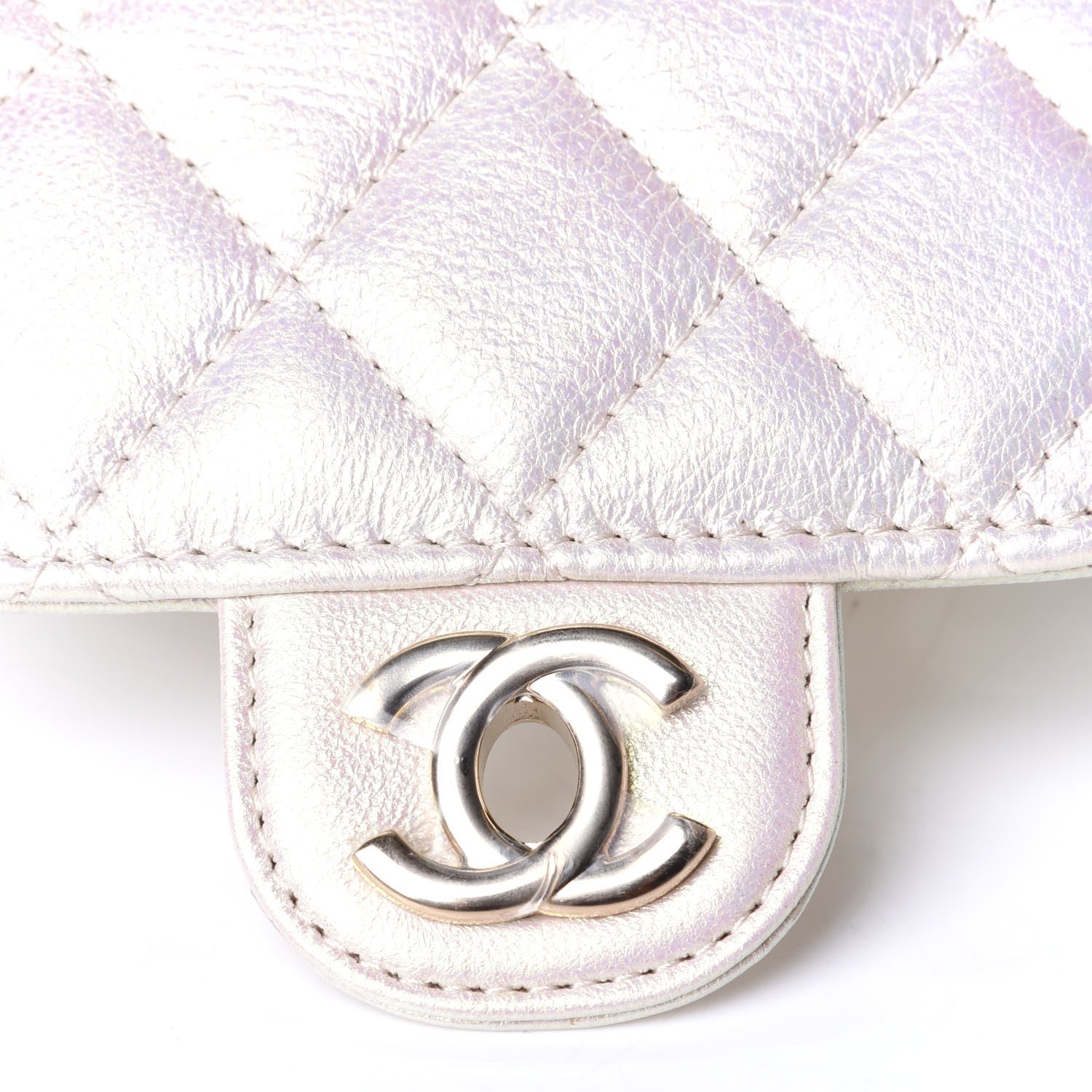Chanel Iridescent Lambskin Quilted CC Phone Holder Ivory 5 of 5