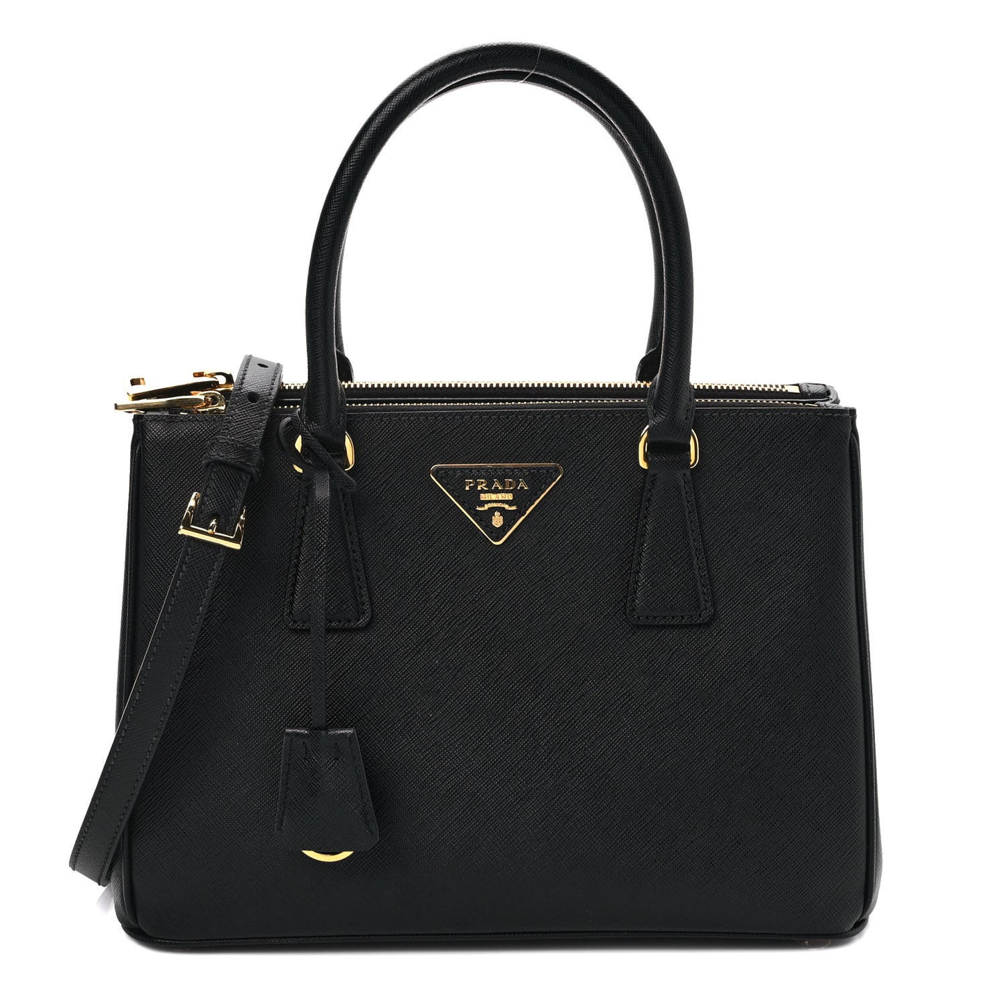 Saffiano Small Galleria Double Zip Tote Black