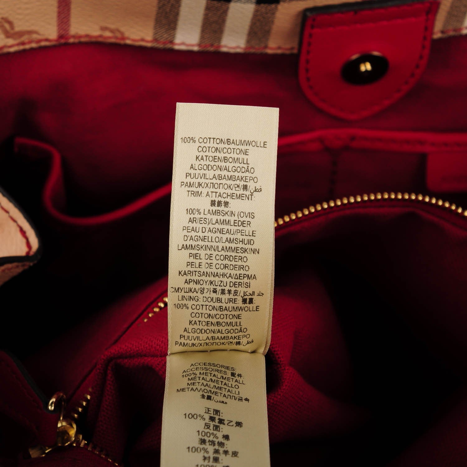 Burberry Haymarket Check Small Canterbury Tote Military Red 10 of 11