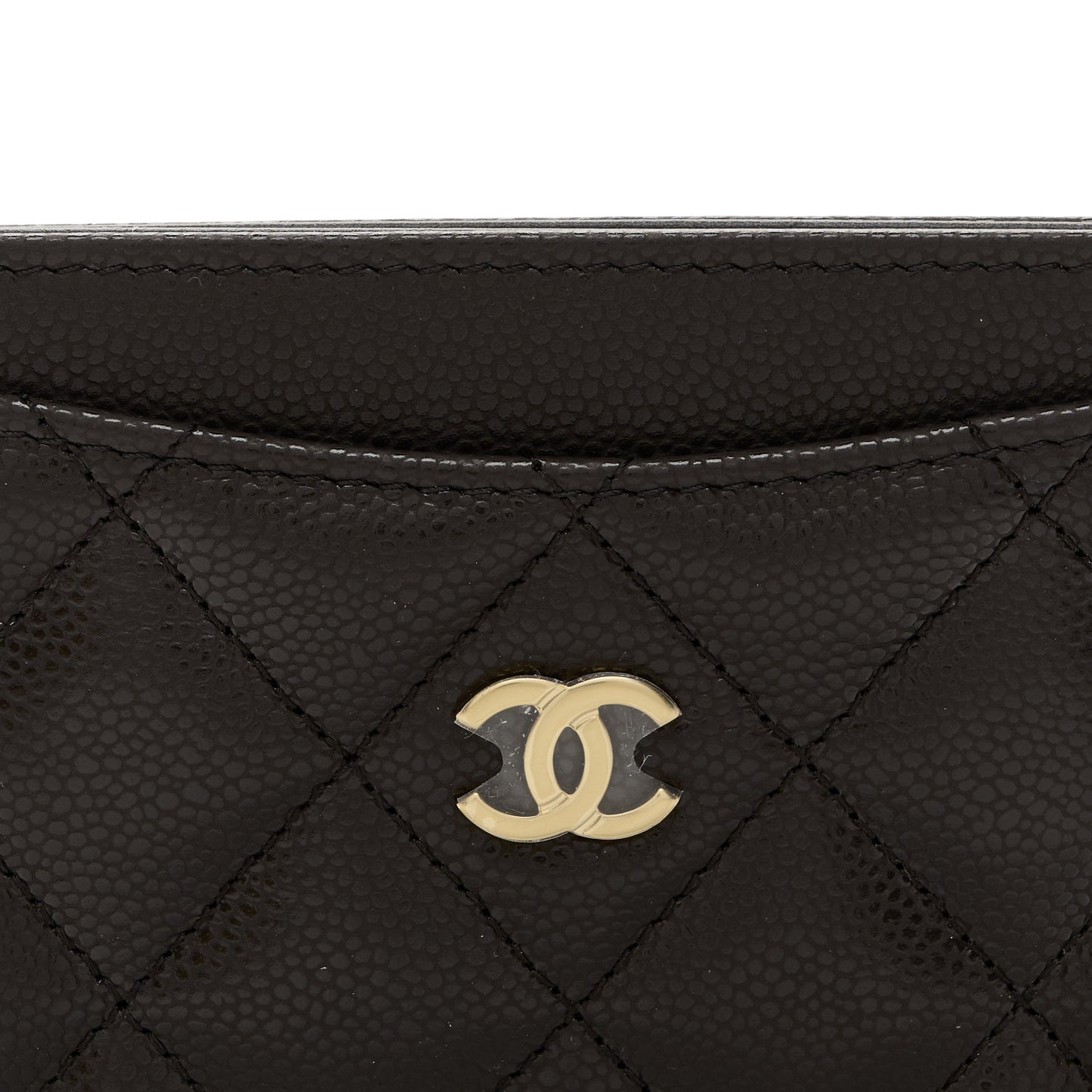 Caviar Quilted Card Holder Dark Brown