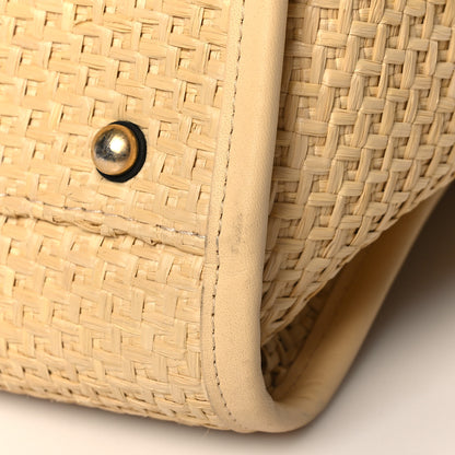 Chanel Straw Raffia Calfskin Chain Medium Deauville Tote Beige Black 11 of 11