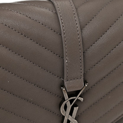 Saint Laurent Sheepskin Matelasse Chevron Monogram Medium College Bag Light Coal 13 of 14
