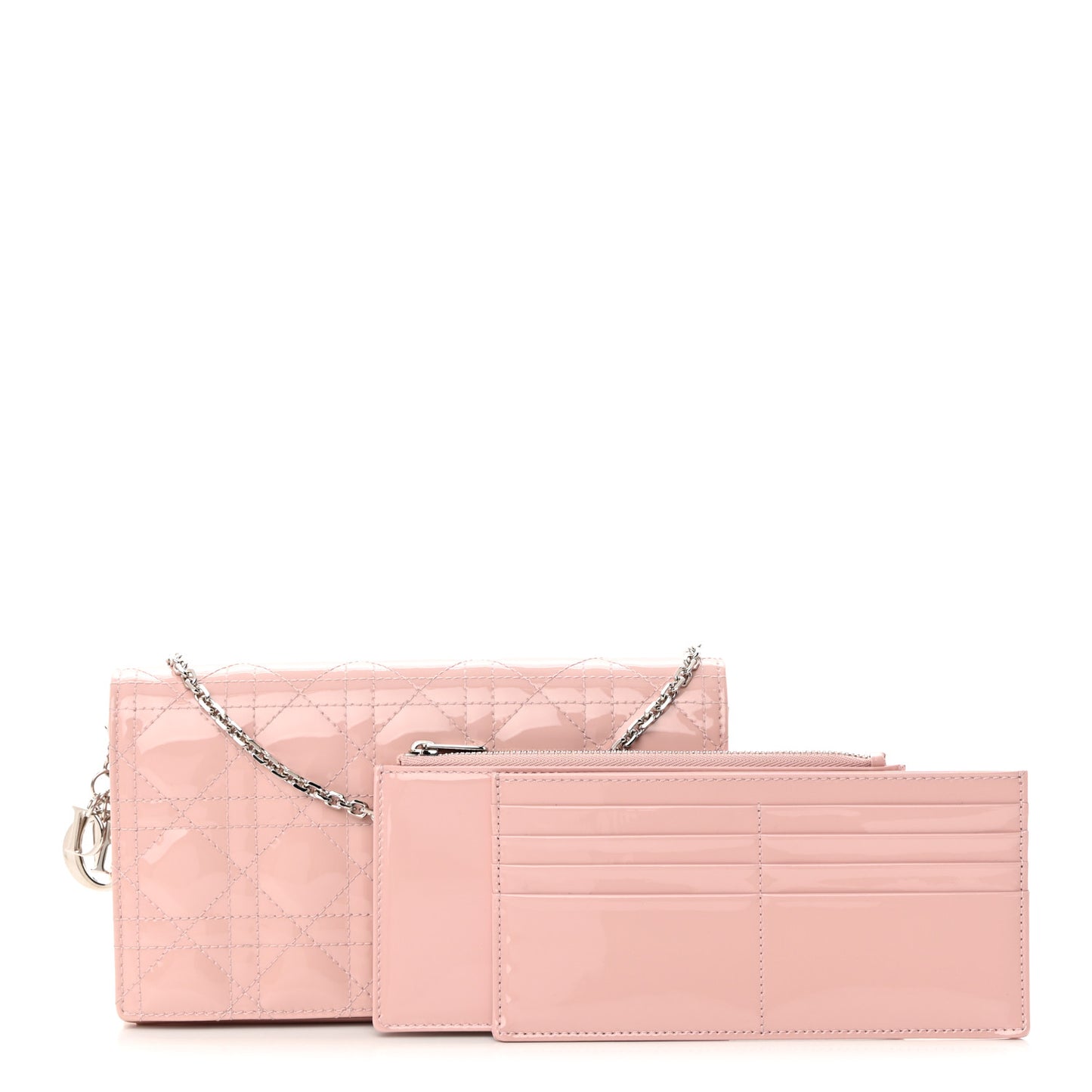 Patent Cannage Lady Dior Convertible Clutch Light Pink