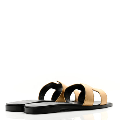 Hermes Metallic Chevre Oran Sandals 37.5 Dore 4 of 10