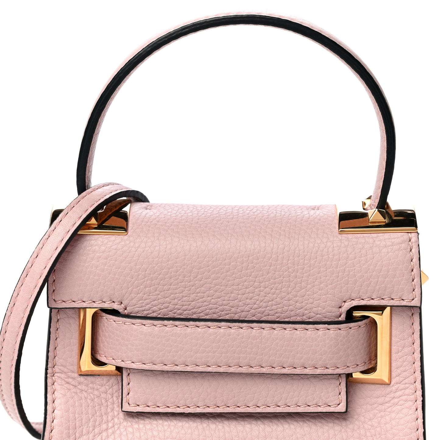 Grained Calfskin Mini My Rockstud Frame Bag Poudre