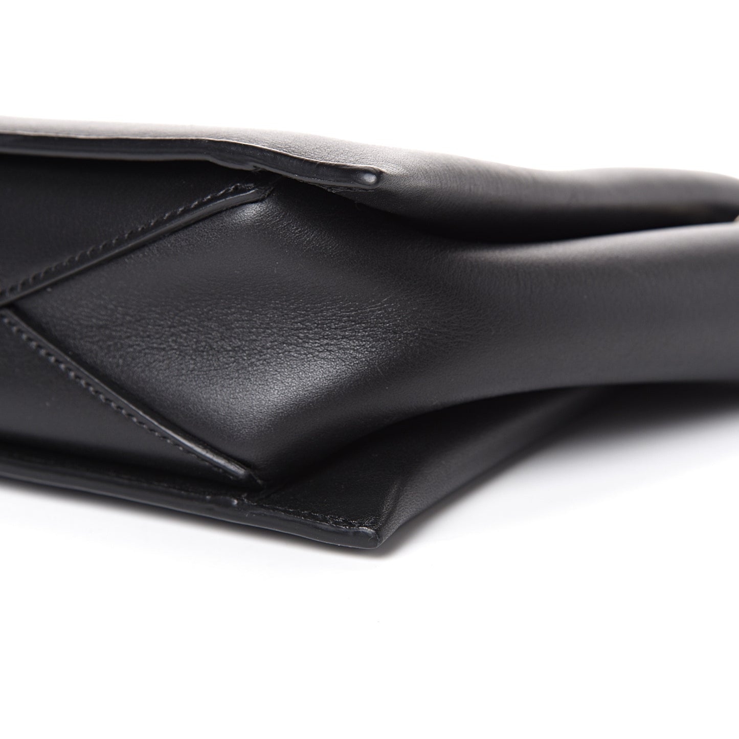 Supple Natural Calfskin Tri-Fold Clutch Black