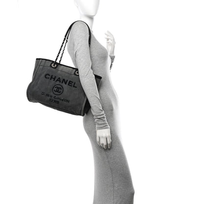 Chanel Canvas Sequin Small Deauville Tote Charcoal 2 of 14