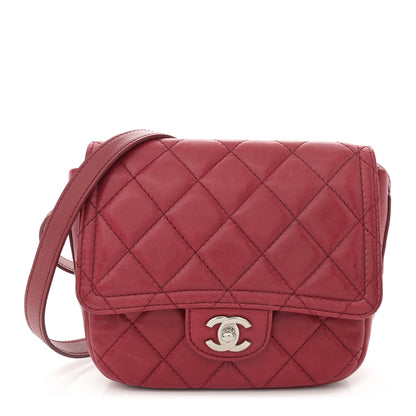 Chanel Lambskin Quilted Messenger Bag Red 1 of 14