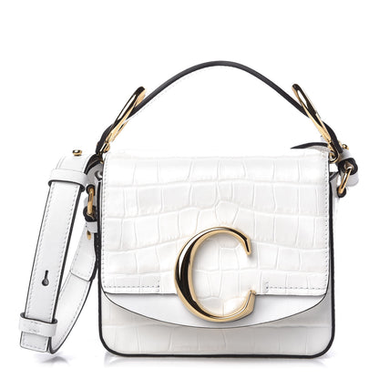 Chloe Calfskin Crocodile Embossed Mini C Double Carry Brilliant White 1 of 10