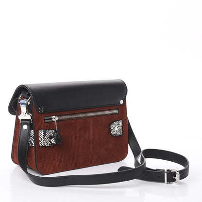 Proenza Schouler Corduroy Suede Elaphe Mini PS11 Classic Shoulder Bag Russet Black 2 of 8