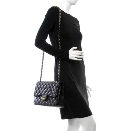 Chanel Lambskin Quilted Jumbo Double Flap Black 2 of 8