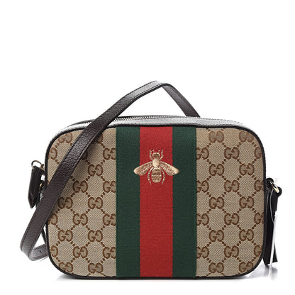 Gucci GG Supreme Monogram Web Small Webby Bee Shoulder Bag Dark Brown 1 of 8