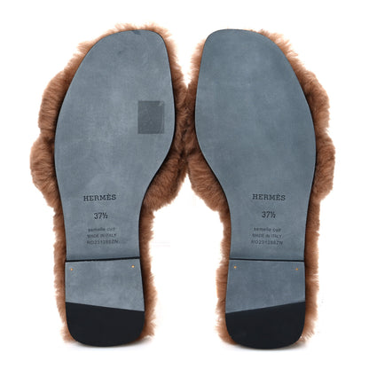 Hermes Woolskin Oran Sandals 37.5 Naturel 7 of 9