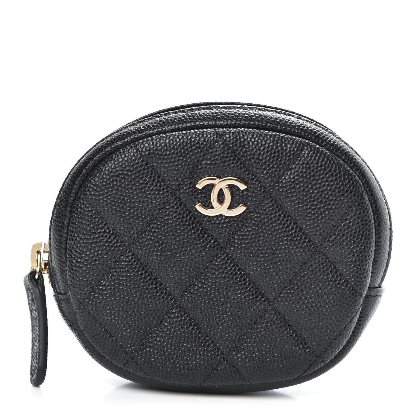 Caviar Quilted Zip Around Classic Coin Purse Black