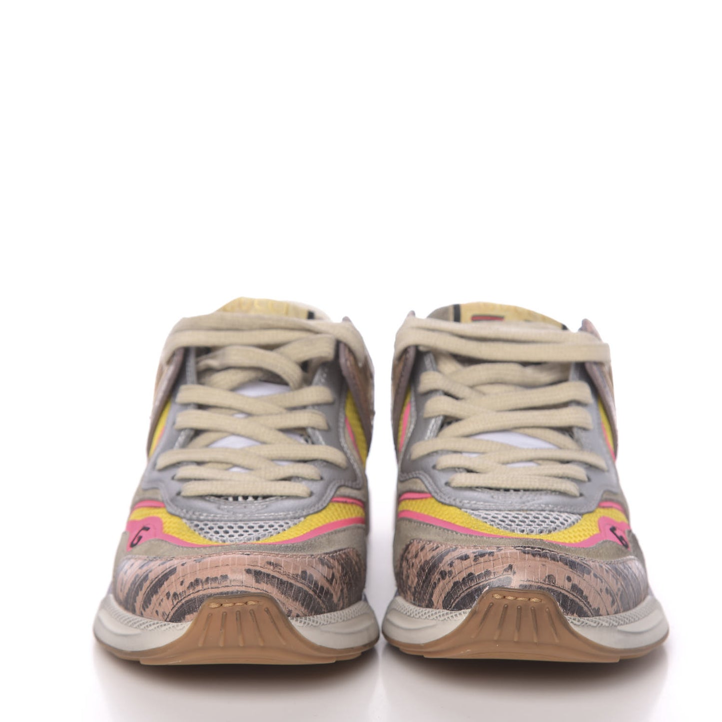 Suede Calfskin Tejus Printed Womens Ultrapace Sneakers 37.5 Pink Silver Oatmeal Yolk