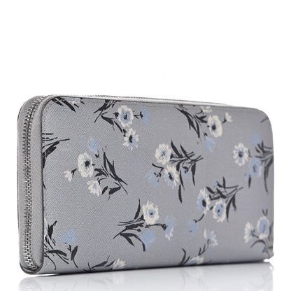 Prada Saffiano Floral Print Metal Zip Around Wallet Acciaio 3 of 6