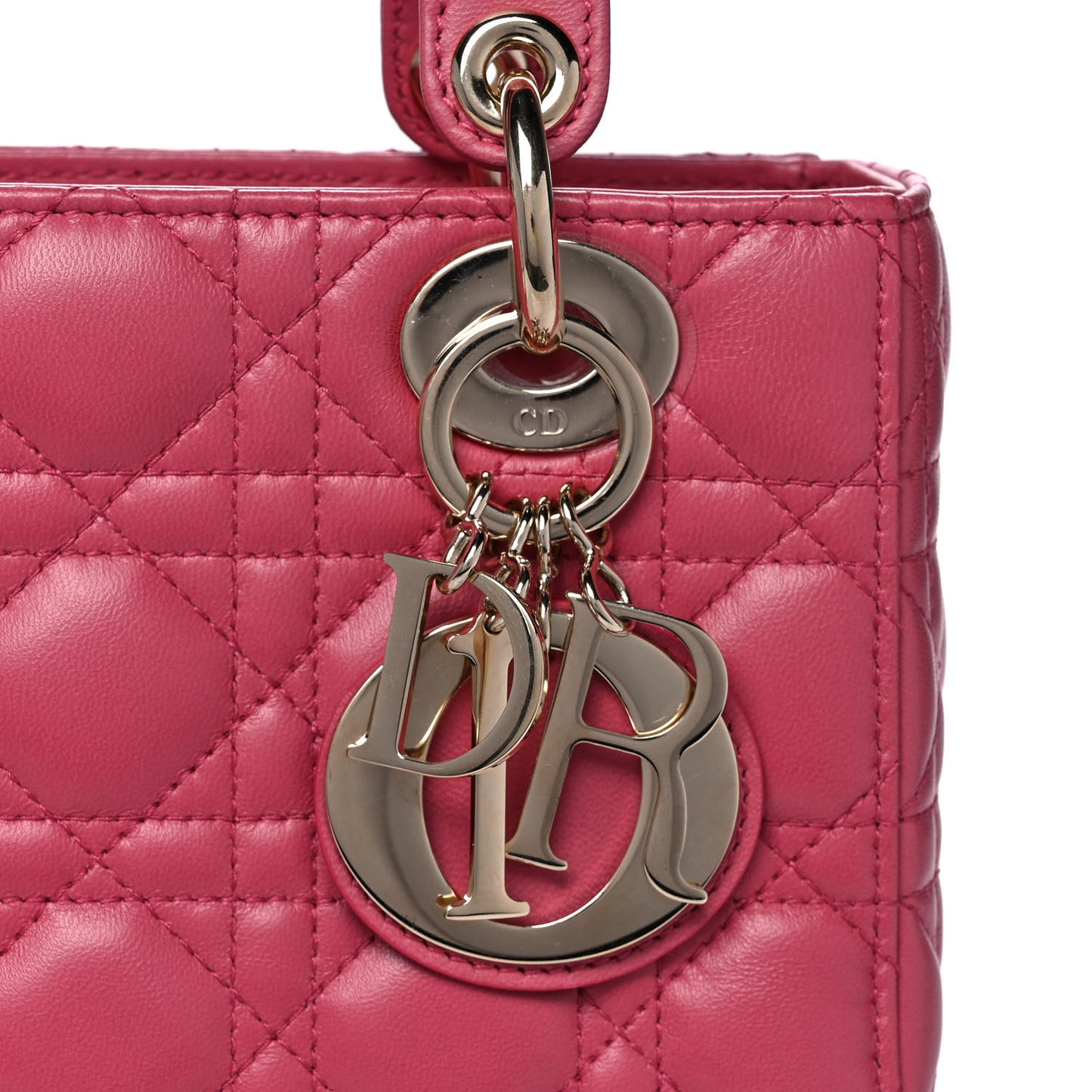Lambskin Cannage Small Lady Dior Fraise