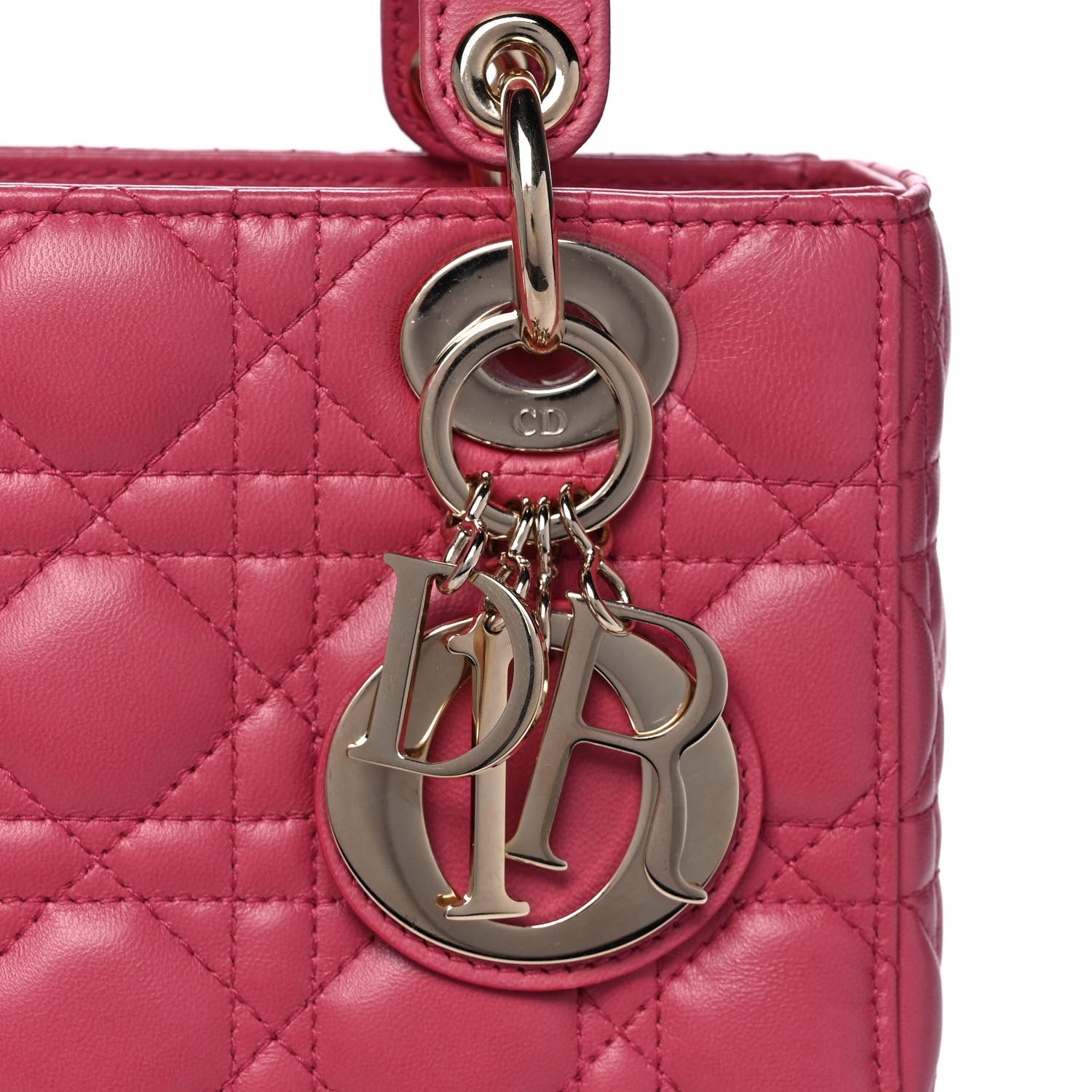 Christian Dior Lambskin Cannage Small Lady Dior Fraise 8 of 13