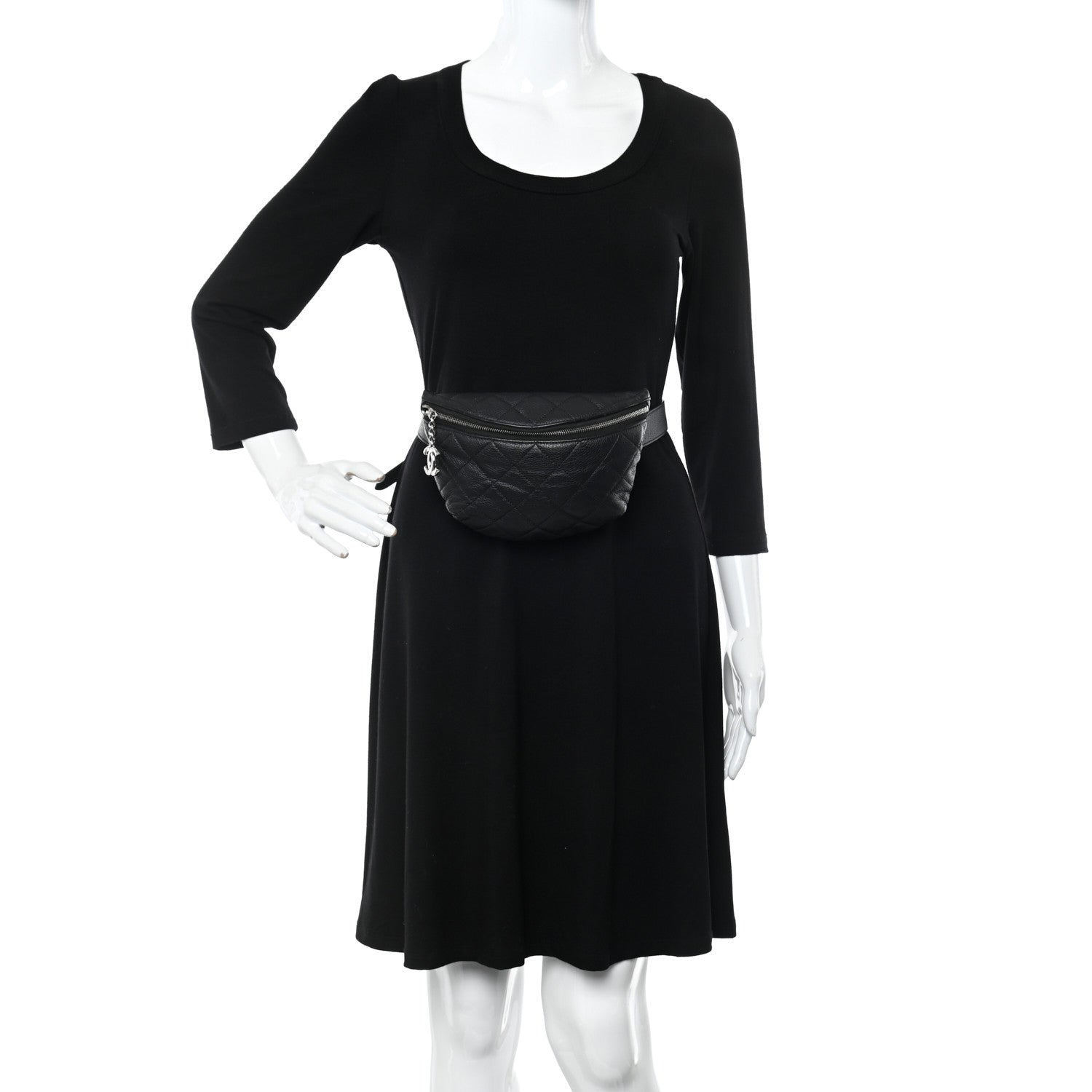 Chanel Grained Calfskin Quilted Waist Belt Bag Black 2 of 12