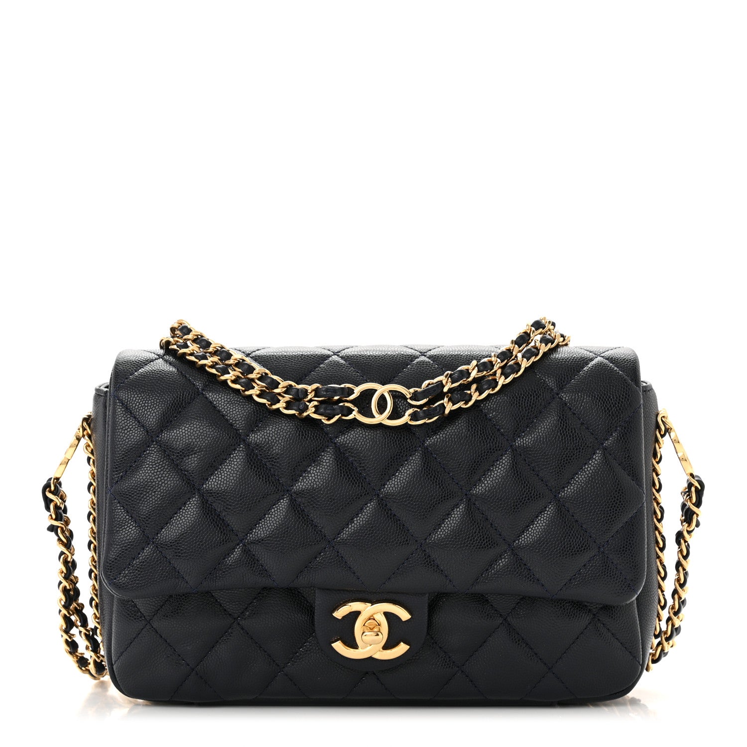 Chanel Caviar Quilted Small CC You Flap Dark Blue 1 of 13