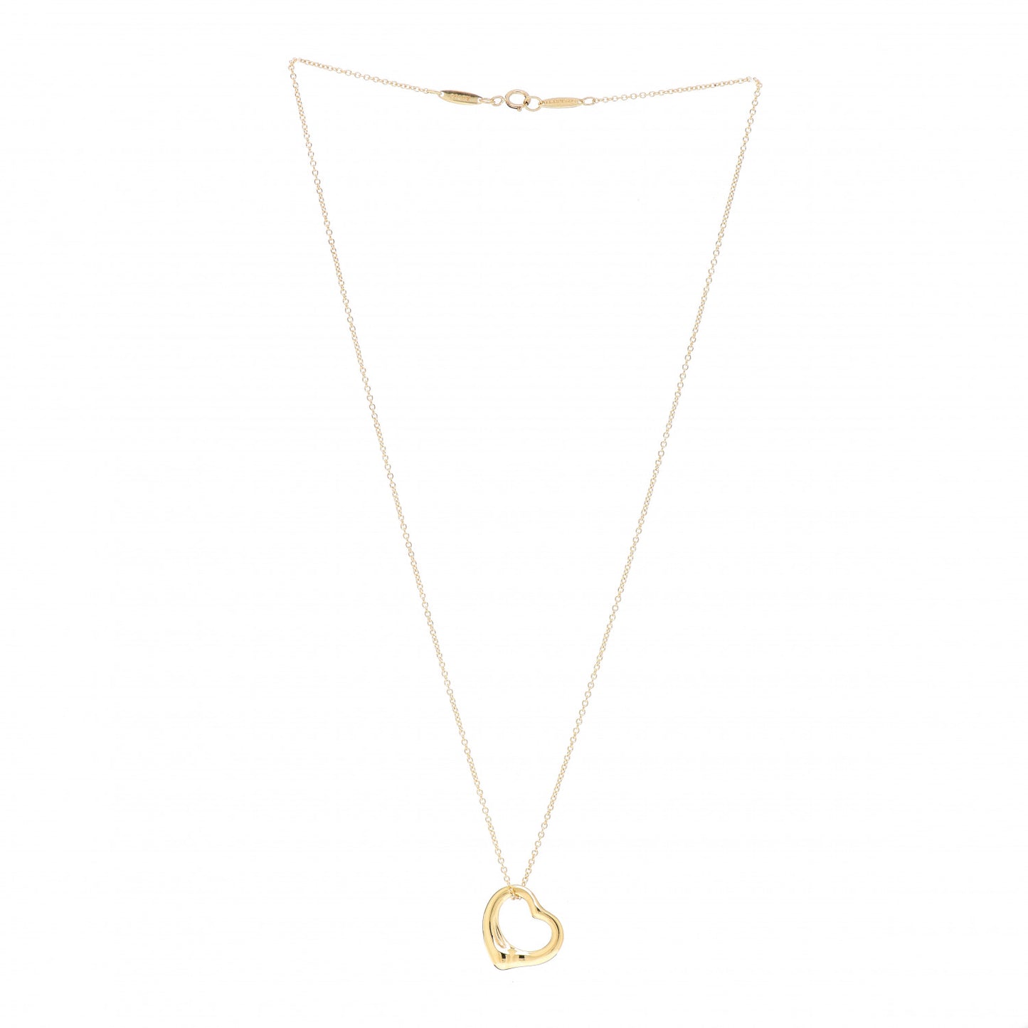 18K Yellow Gold 16mm Elsa Peretti Open Heart Pendant Necklace