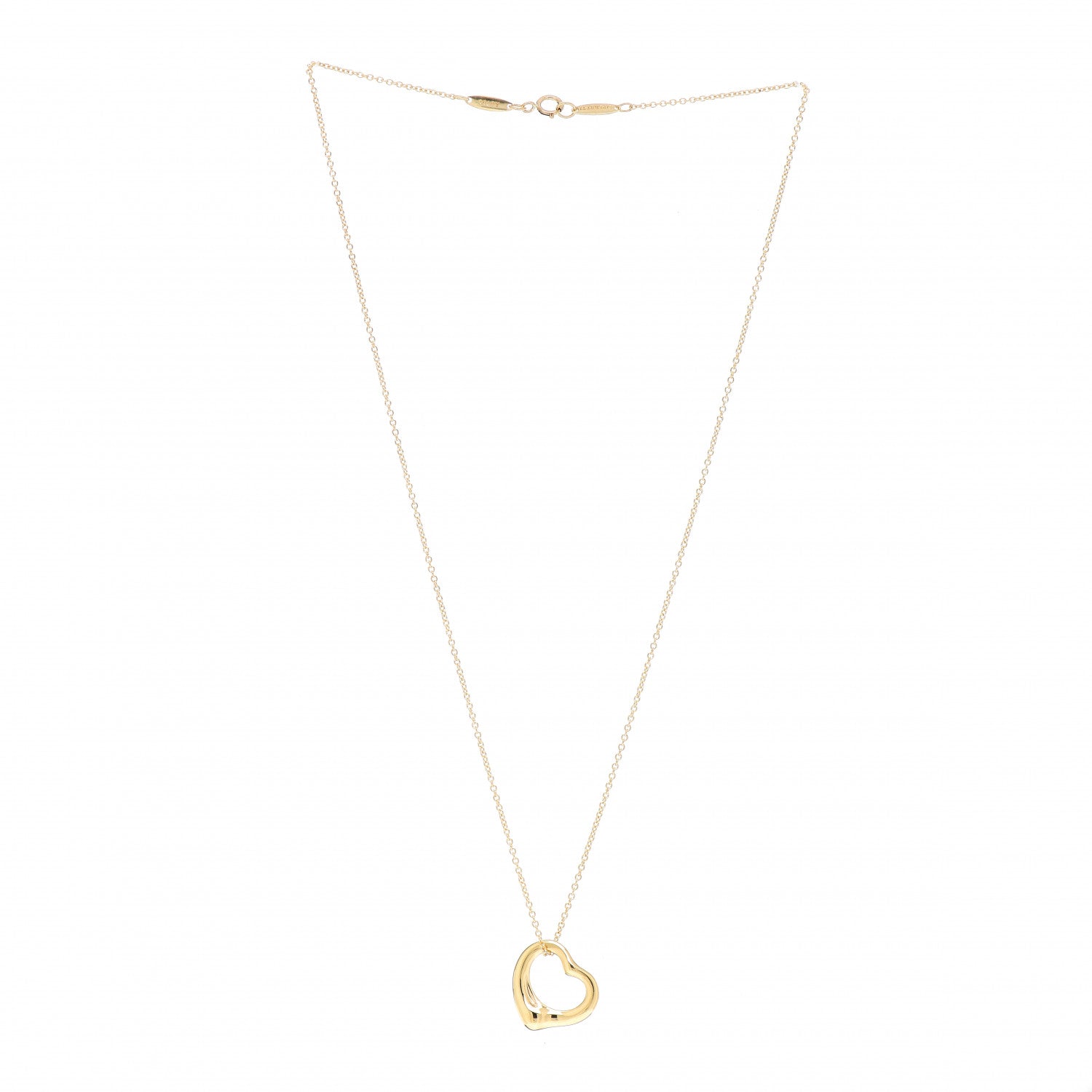 Tiffany 18K Yellow Gold 16mm Elsa Peretti Open Heart Pendant Necklace 3 of 4