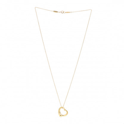 Tiffany 18K Yellow Gold 16mm Elsa Peretti Open Heart Pendant Necklace 3 of 4