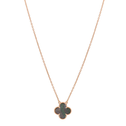 Van Cleef & Arpels 18K Rose Gold Gray Mother of Pearl Vintage Alhambra Pendant Necklace 1 of 4