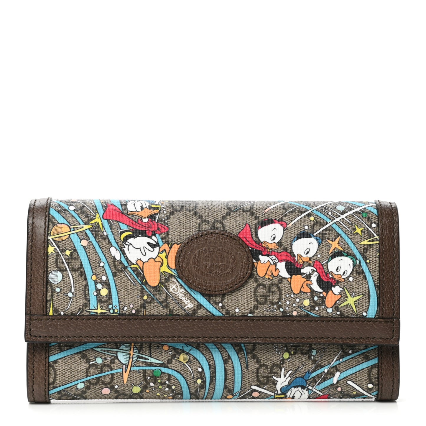 X DISNEY GG Supreme Monogram Donald Duck Interlocking G Continental Wallet Beige Multicolor New Acero