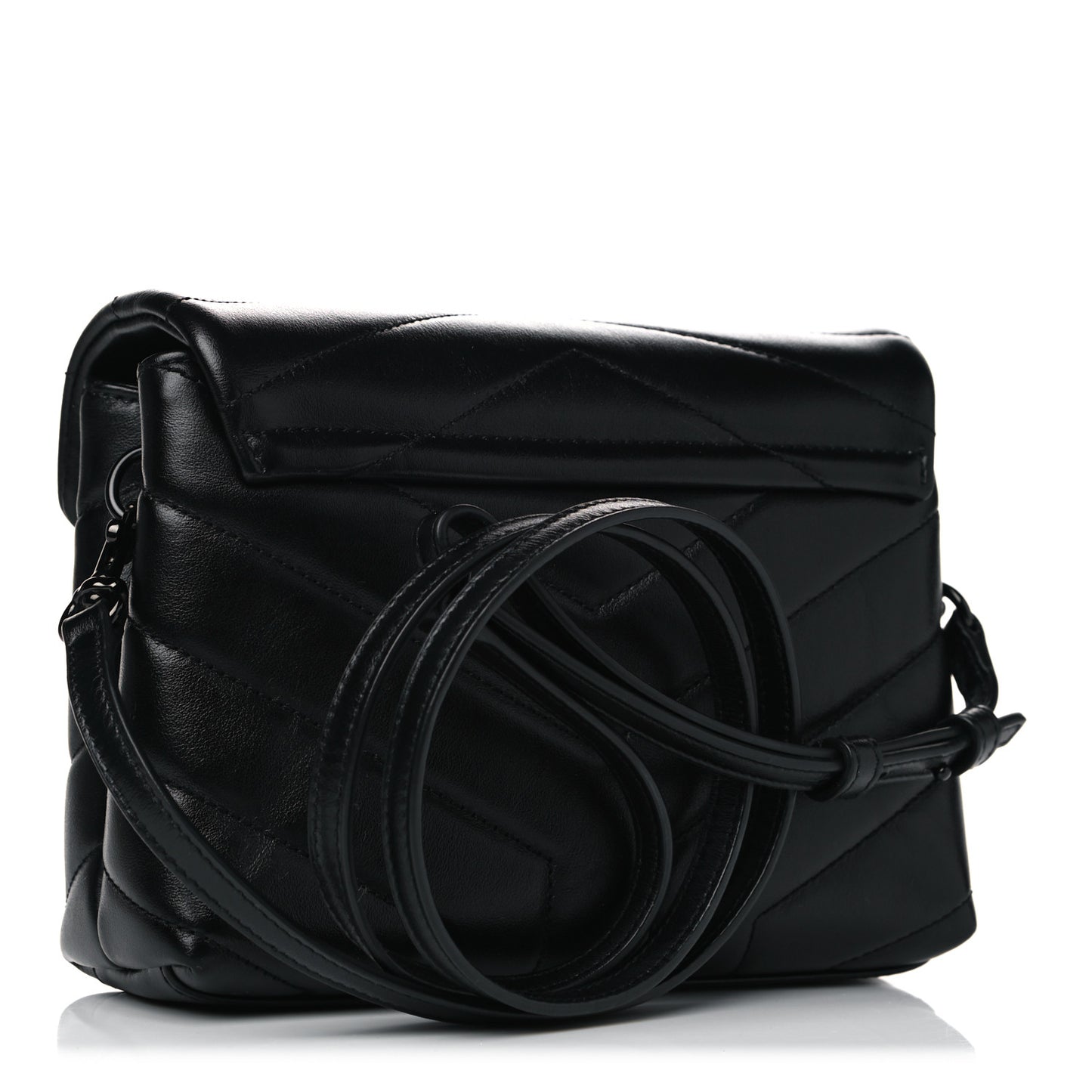 Calfskin Y Quilted Monogram Toy Loulou Crossbody Bag Black