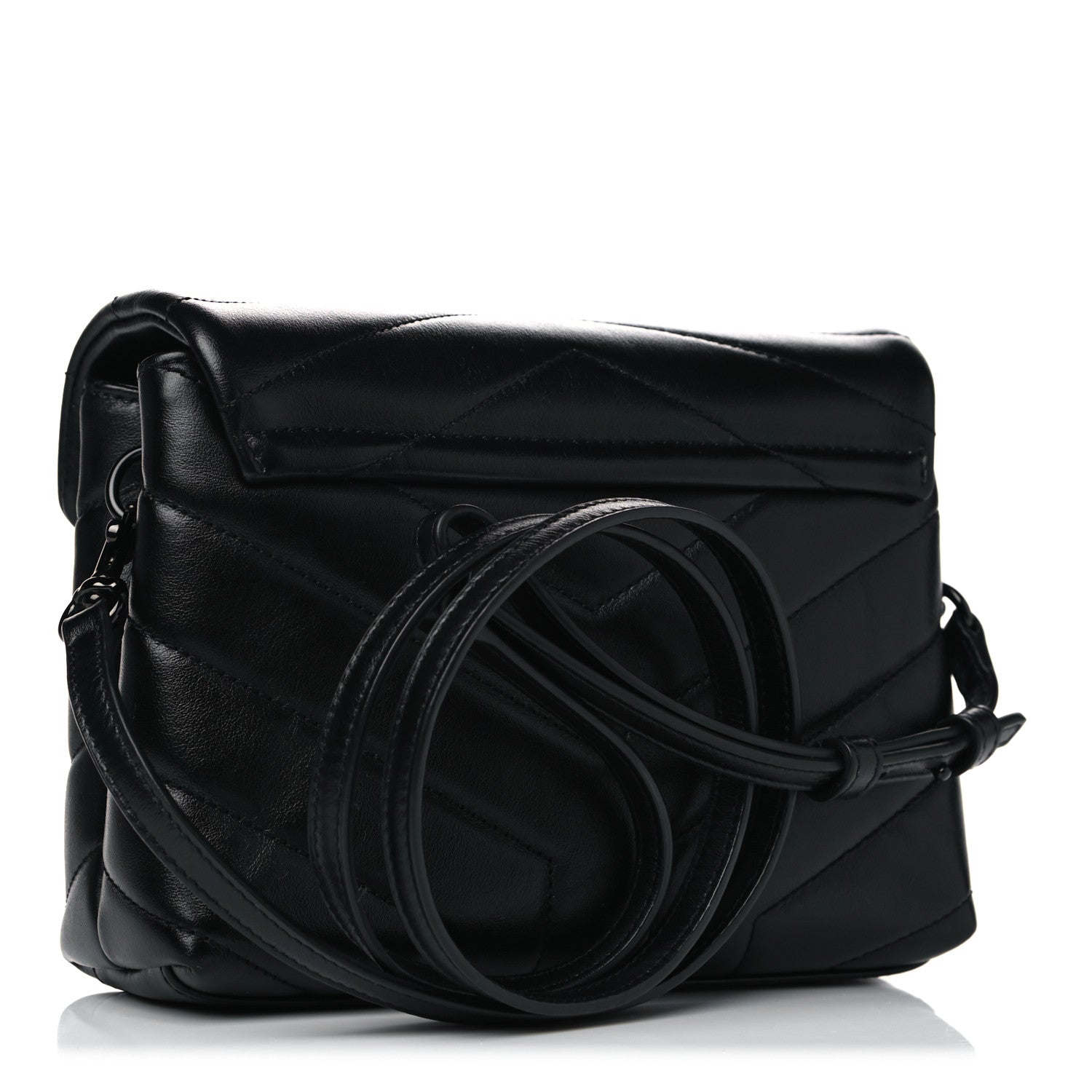 Saint Laurent Calfskin Y Quilted Monogram Toy Loulou Crossbody Bag Black 2 of 13