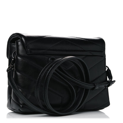 Saint Laurent Calfskin Y Quilted Monogram Toy Loulou Crossbody Bag Black 2 of 13