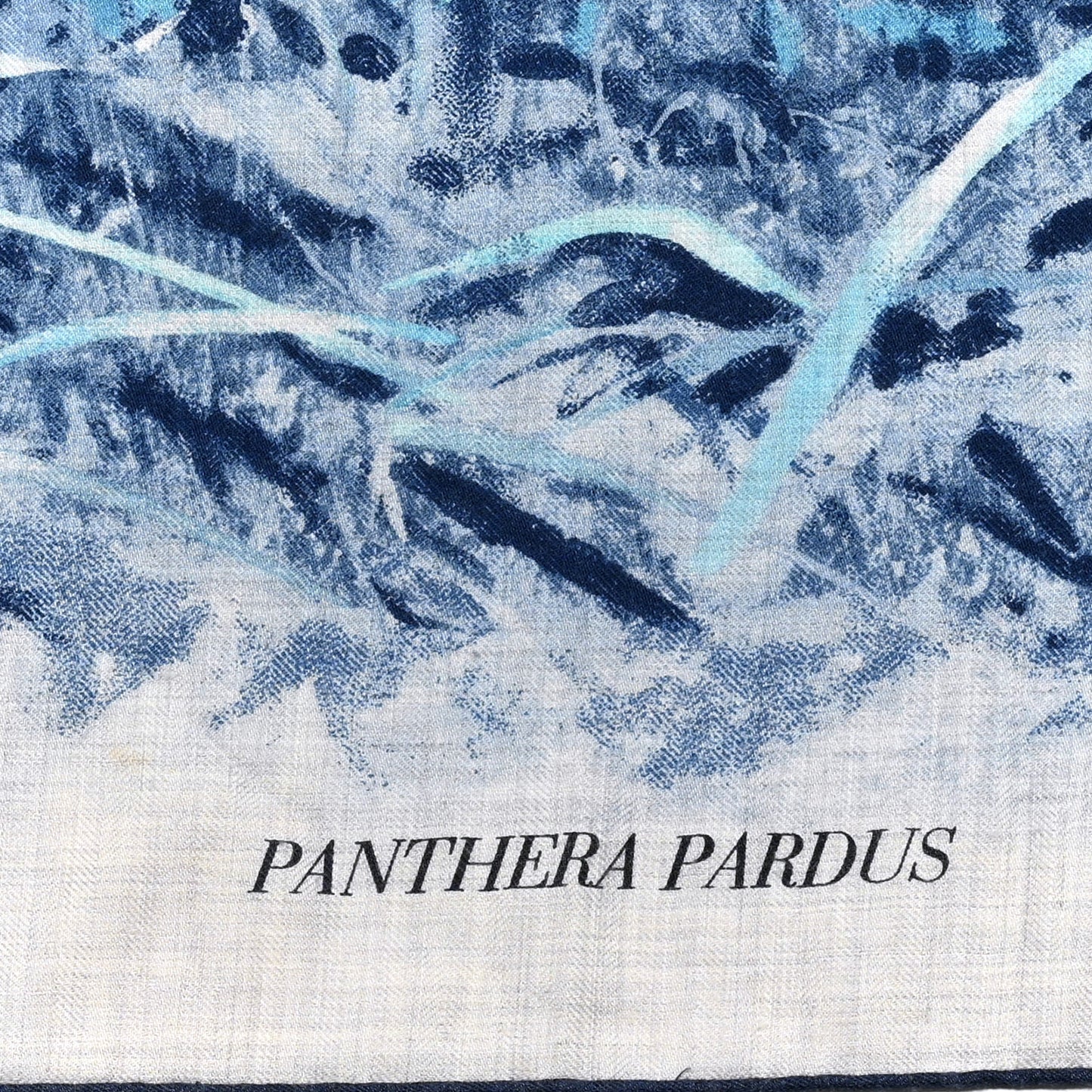 Cashmere Silk Panthera Pardus Scarf 140 Gris Chine Marine Turquoise