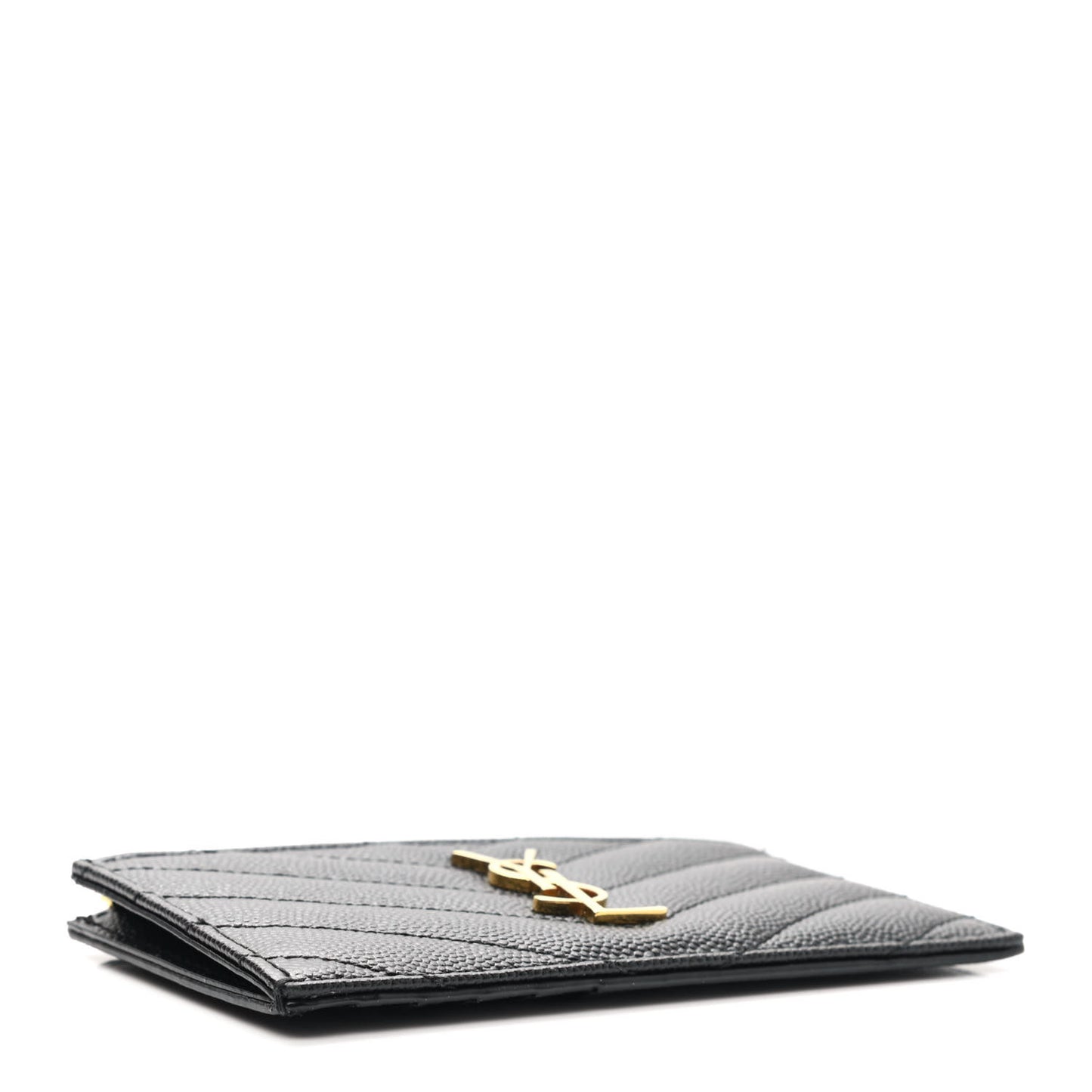 Grain De Poudre Matelasse Chevron Monogram Fragments Zippered Card Case Black