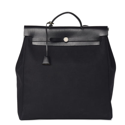 Hermes Toile Vache Calfskin Herbag 40 GM Bleu Marine 1 of 11