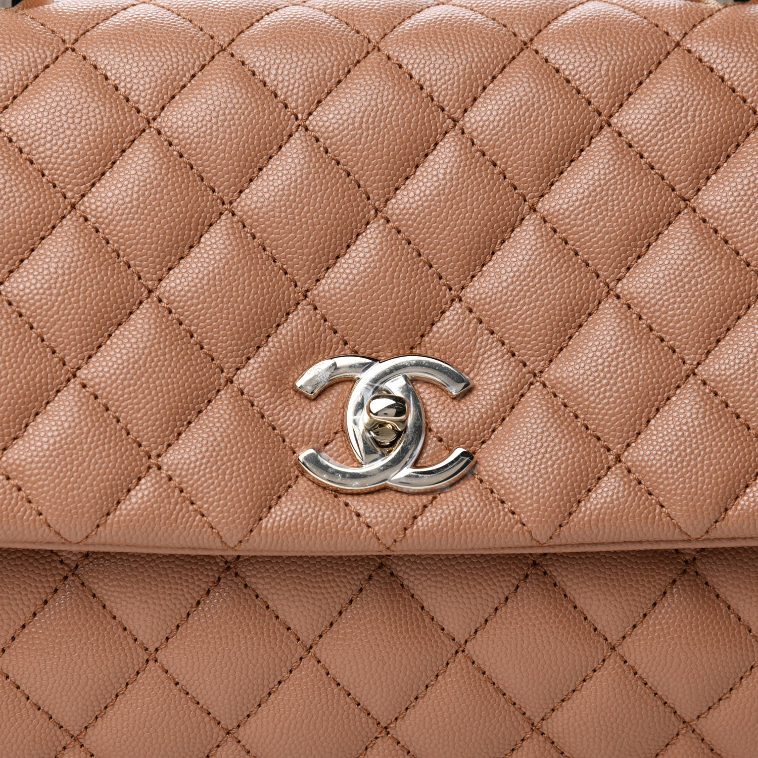 Chanel Caviar Quilted Lizard Embossed Small Coco Handle Flap Brown 11 of 11