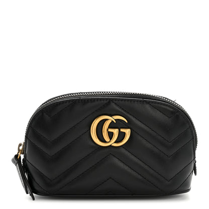 Gucci Calfskin Matelasse GG Marmont Pouch Cosmetic Case Black 1 of 9