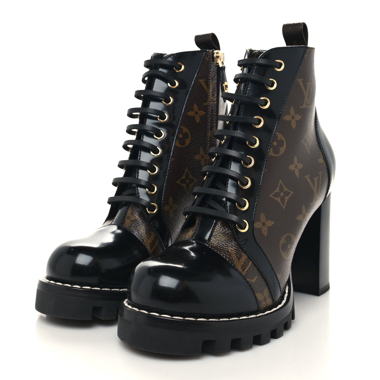 Louis Vuitton Patent Calfskin Monogram Star Trail Ankle Boots 39 Black 3 of 9