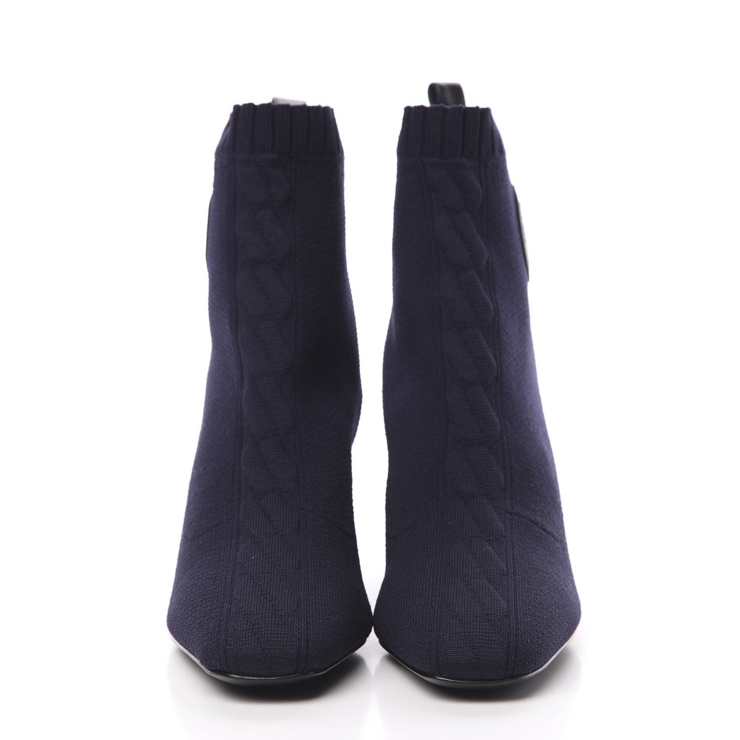 Knit Calfskin Volver Ankle Boots 36 Bleu Diplomatique