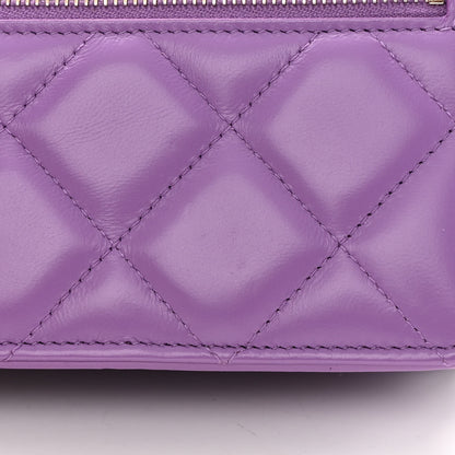 Chanel Lambskin Enamel Quilted Pending CC Clutch With Chain Purple 13 of 14
