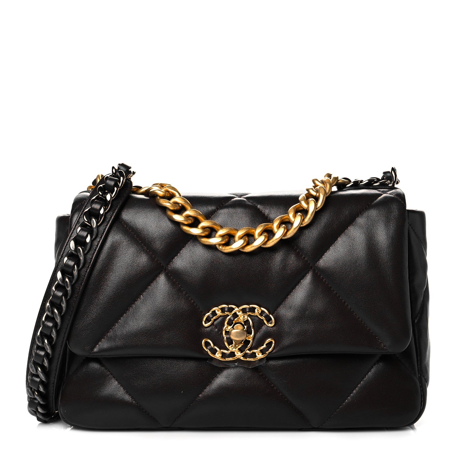 Chanel Lambskin Quilted Medium Chanel 19 Flap Dark Brown 2 of 22