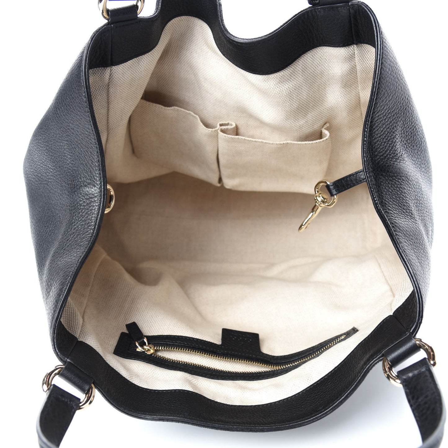 Pebbled Calfskin Medium Soho Shoulder Bag Black