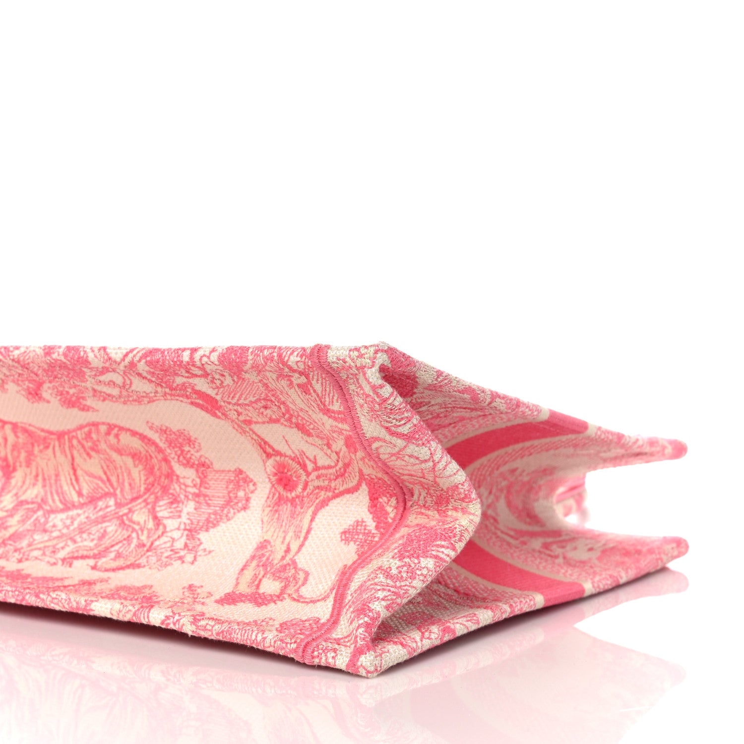 Christian Dior Canvas Embroidered Medium Dioriviera Toile De Jouy Book Tote Peony Pink 9 of 11